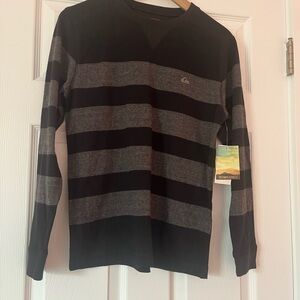 Quiksilver Black and Gray Striped Knit Lightweight Sweater NWT! Kid size 16-18.